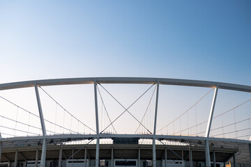 Fragment of the Silesian Stadium - construction of the roofing, Chorz&oacute;w, Silesia, Poland