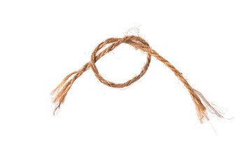 Piece of linen rope isolated on white background.