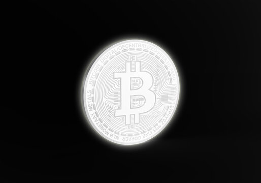 glow bitcoin on black background