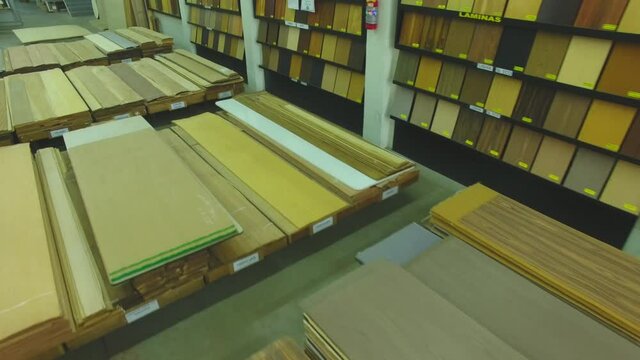 Warehouse with variety of wood for construction and repair. Wood Flooring Factory Production Line