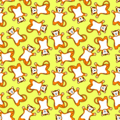 Bright seamless background with tigers. A texture for any use.