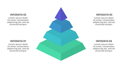Fototapeta premium Vector pyramid up arrows infographic, diagram chart, triangle graph presentation. Business timeline concept with 4 parts