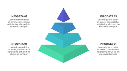 Fototapeta premium Vector pyramid up arrows infographic, diagram chart, triangle graph presentation. Business timeline concept with 4 parts