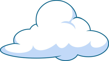 Cartoon Sky Cloud. Vector Hand Drawn Illustration Isolated On Transparent Background