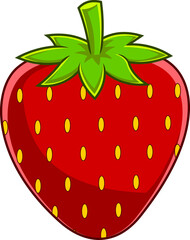 Cartoon Strawberry Fruit. Vector Hand Drawn Illustration Isolated On Transparent Background