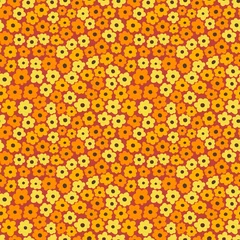 Foto op Plexiglas Oranje Gelast patroon ditsy kleine bloem. Handgetekende print van textiel. Vintage bloemdessin