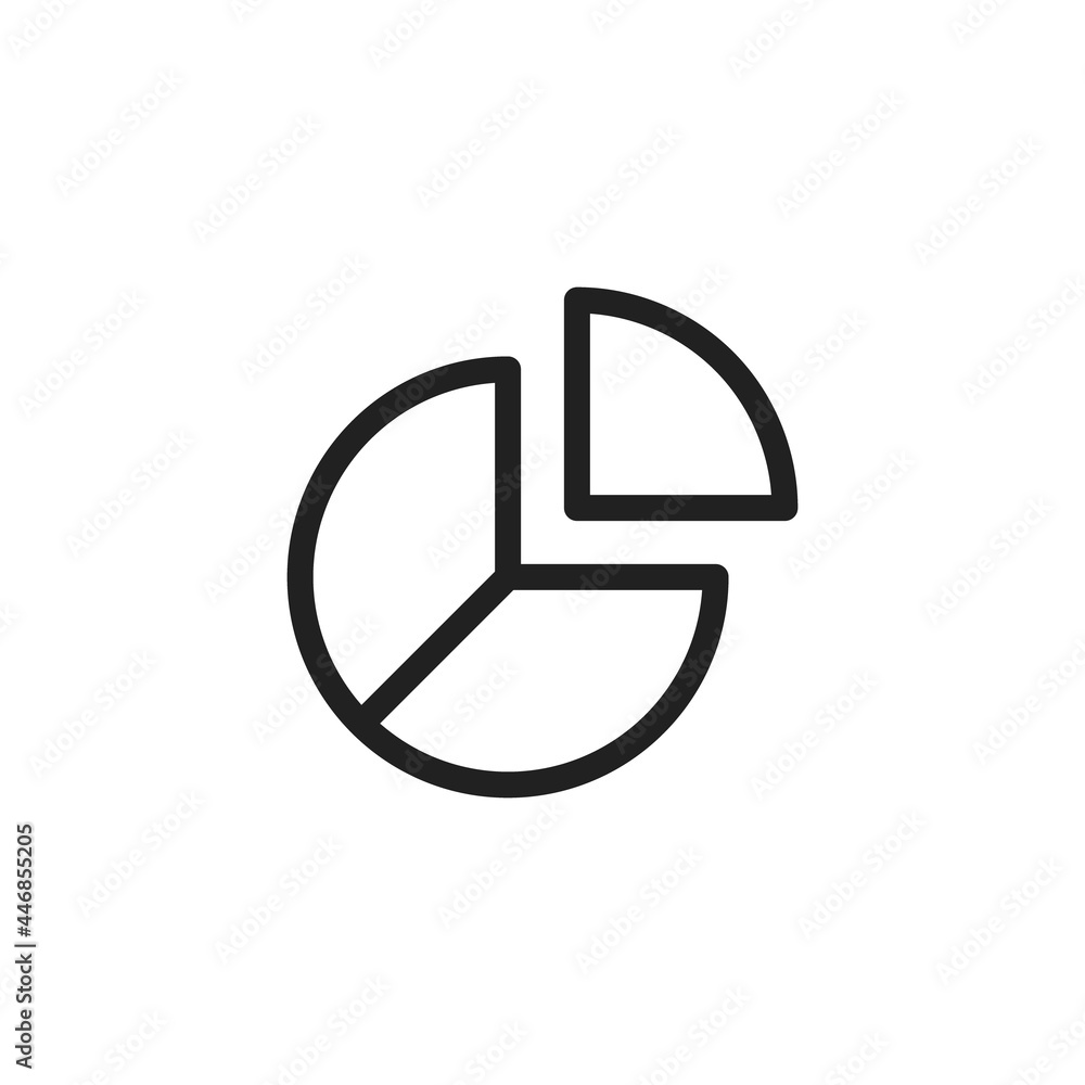 Aufkleber pie chart icon in trendy flat style isolated on white background. graph symbol for your web site des
