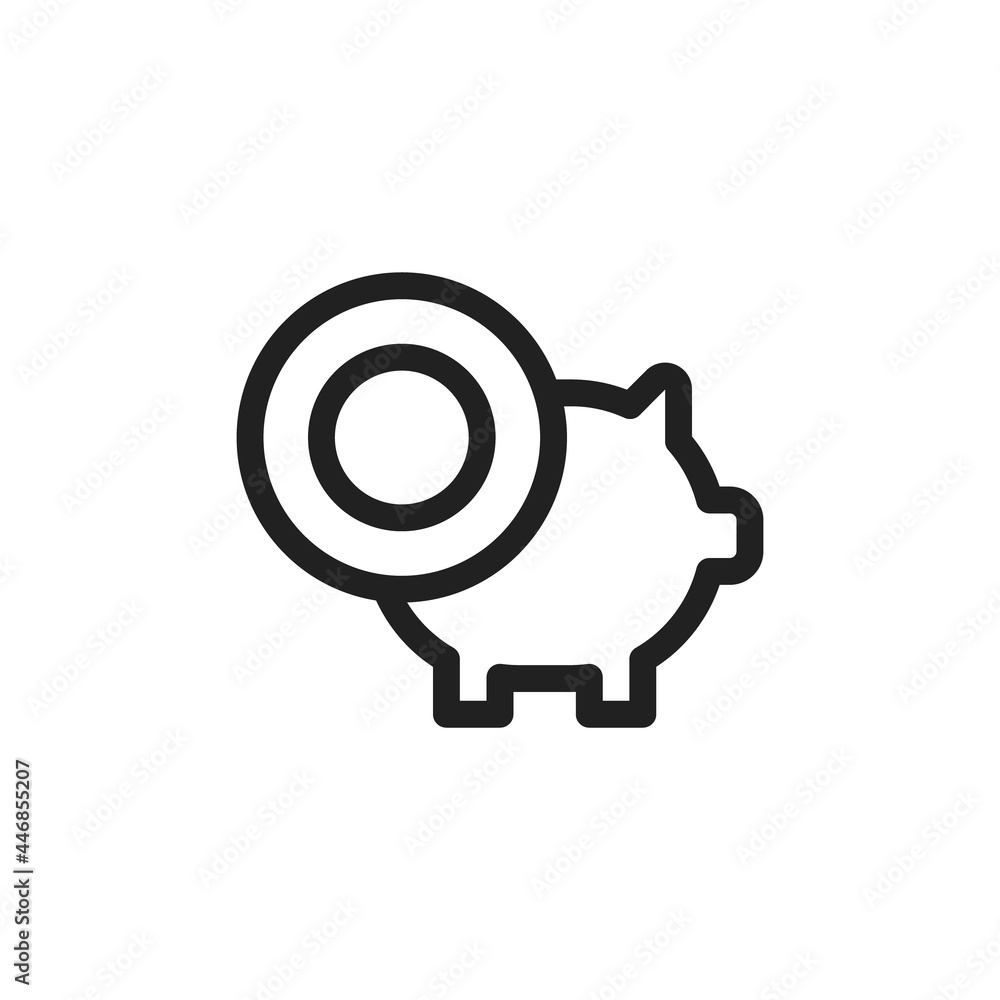 Poster piggy bank. fully scalable vector icon in outline style. coin piggy bank icon, outline style. piggy 
