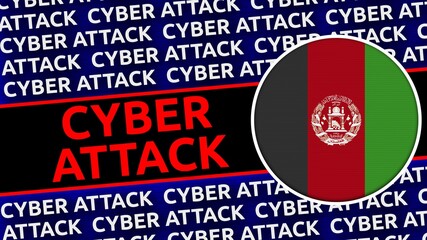 Afghanistan Circular Flag with Cyber Attack Titles - 3D Illustration