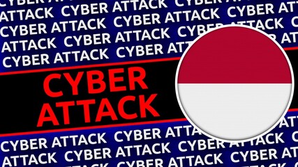 Indonesia Circular Flag with Cyber Attack Titles - 3D Illustration