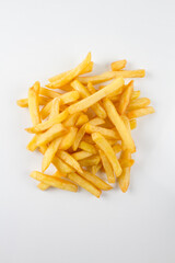 french fries, cenital, flat lay, white background