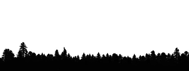 Forest silhouette - border, illustration. Trees silhouette.