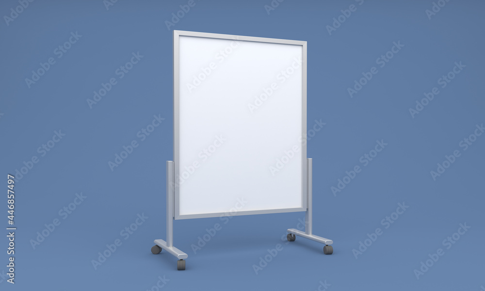 Poster 3d rendering of a single advertising board with copy space isolated on a blue background