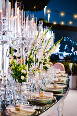 wedding decorations. decoration for weddings and parties. festive table setting.