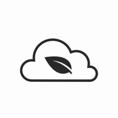 zero emissions line icon. clean air, eco and environment symbol. cloud and leaf
