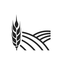 farming icon. wheat spikelet and fields. plant growing and agricultural symbol