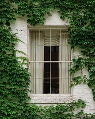 Fototapeta na wymiar White house covered in ivy, in Burlington, Vermont