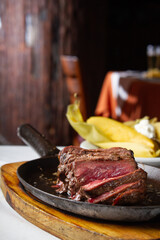 beef Meat grilled on restaurante table. 