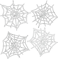 Halloween black spider web isolated on white background. Vector illustration