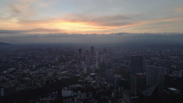sunrise in mexico city on reforma avenue