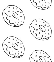 Vector seamless pattern of hand drawn doodle sketch donut isolated on white background