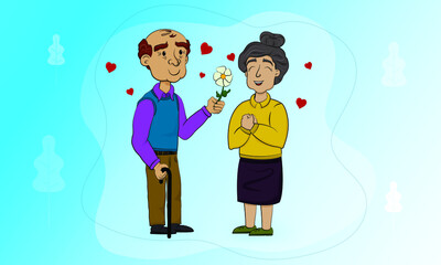 Happy grandparents and old age people