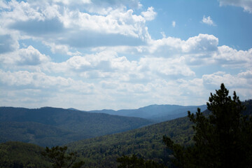 mountain landscape and sky with clouds