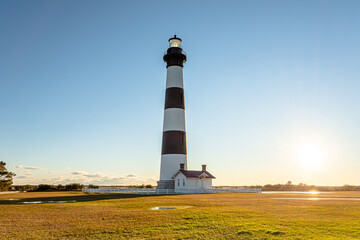 Bodie Island Lighthouse is located at the northern end of Cape Hatteras National Seashore, North...