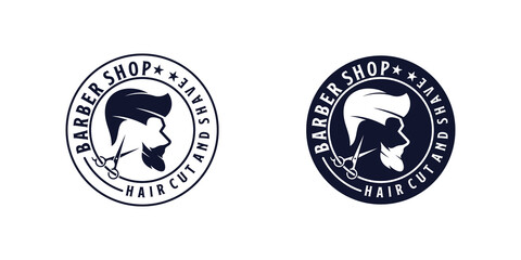 Fototapeta na wymiar Haircut logo design inspiration, vintage design barbershop