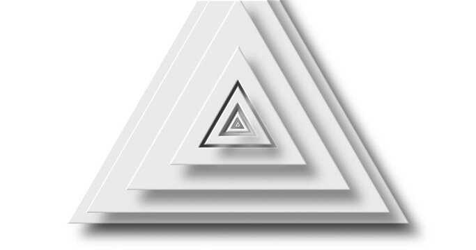 Animation of grey triangle layers pulsating on white background