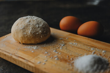 bread dough with free-range egg