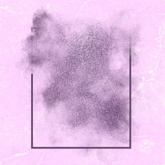 shimmering powder with purple frame on marble background