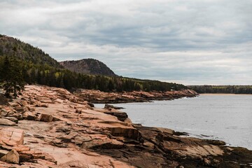 Fototapeta na wymiar Rocky Maine Coastline in Acadia National Park