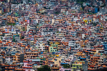 Kathmandu’s cityscape featuring colourful colourful houses in Nepal