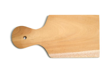 Top view cutting board wooden wood isolated on white background.