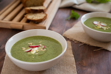 Homemade radish soup with organic radishes from the garden
