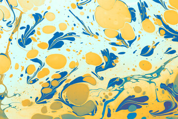 Ebru  marbling floral patterns.  . Unique art  Liquid marbling