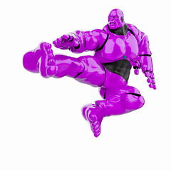 cyber monster is doing a kung fu jump kick