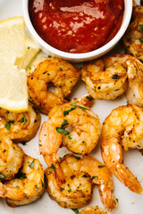 Golden Spicy Fried Shrimp with Cocktail Sauce