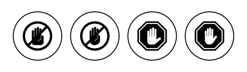 Stop icon set. stop road sign. hand stop icon vector