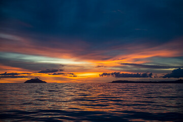 sunset on the ocean close to Raja Ampat