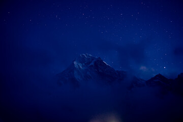 Cholatse Summit in the Himalayan Mountains at Nighttime, Nepal