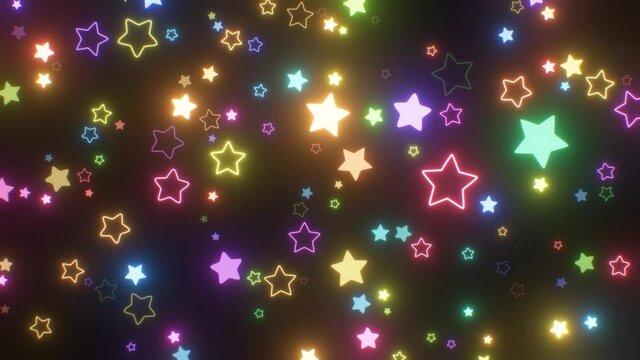 Abstract Rainbow Star Shapes Flashing Colorful Neon Light Spectrum - 4K Seamless VJ Loop Motion Background Animation