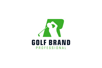 Letter R for Golf logo design vector template, Vector label of golf, Logo of golf championship, illustration, Creative icon, design concept