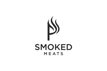 Letter P for Smoky restaurant logo design inspiration