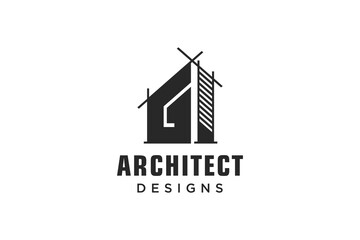 Letter G Simple modern building architecture logo design with line art skyscraper graphic