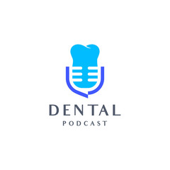Fototapeta premium dental tooth and microphone podcast entertainment logo design studio for medicale care illustrations