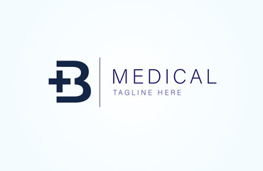 Medical logo, letter B with medical cross combination, flat design logo template, vector illustration © Jerry