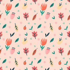 collection set of leaf plants and flowers pattern