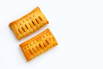Pineapple pie on white background.